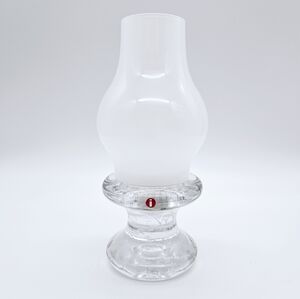 IITTALA FINLAND | Pentteri vintage opaque hurricane glass lamp candle holder
